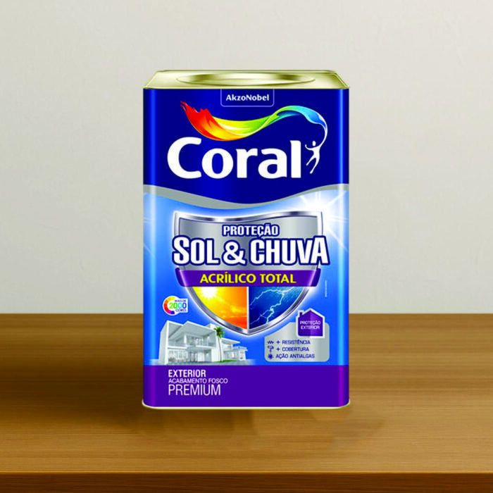 Tinta Acrílica Premium Fosca Coral Proteção Sol & Chuva Branco 18L