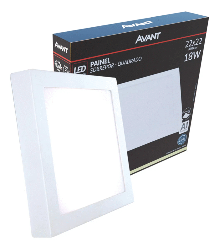 Painel Led Sobrepor Avant Quadrado 4000k Luz Branca 22cm 18 W Bivolt - Imagem 2